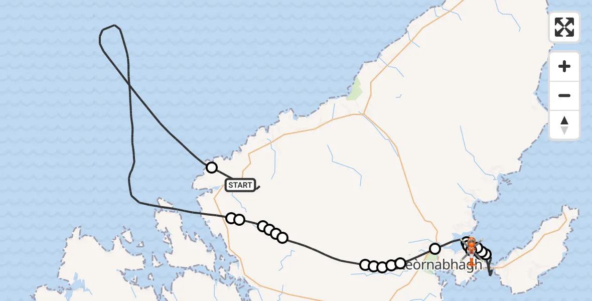 Flight route Coastguard Helicopter Càrlabhagh - Stornoway Airport, 30 September 2026, 14:36