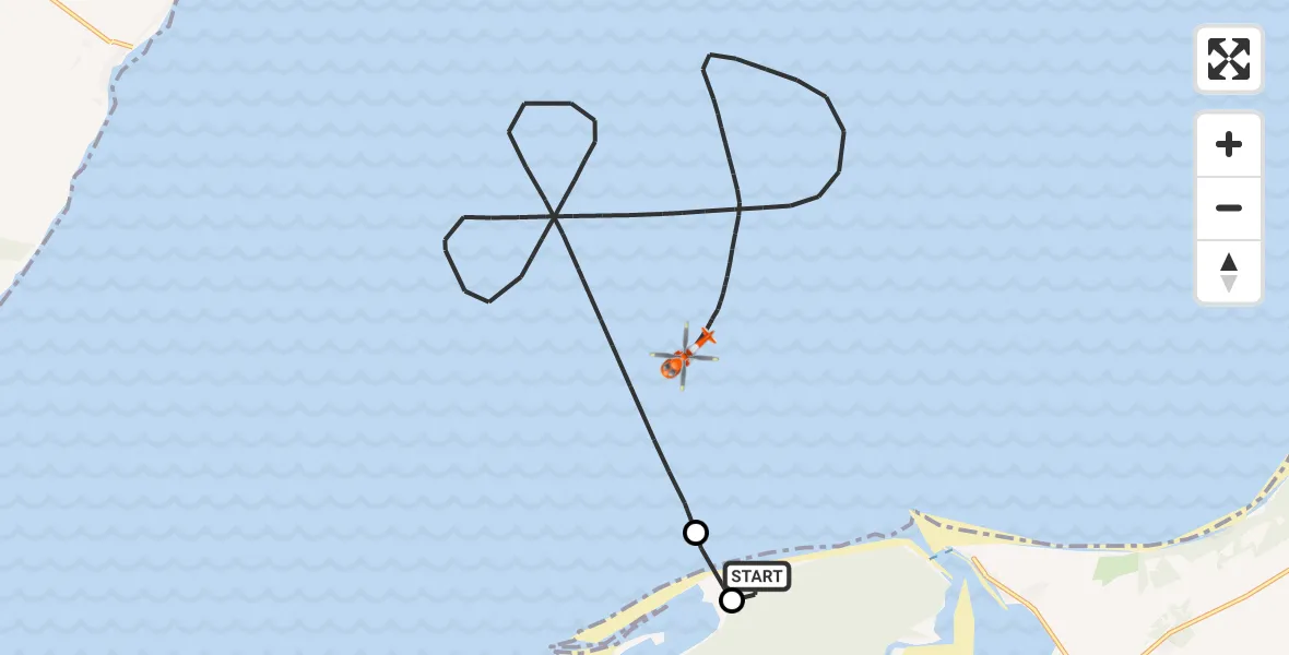 Flight route Coastguard Helicopter Buckie Loch - North Sea, 30 September 2026, 14:45