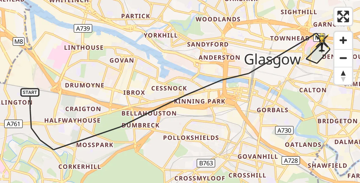 Flight route Police Helicopter Glasgow - Glasgow, 30 September 2026, 15:34