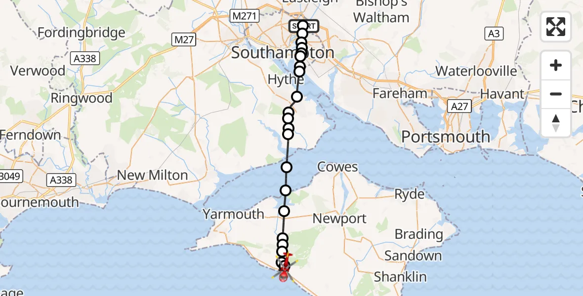 Flight route Air Ambulance Helicopter Townhill Park - Brighstone, 30 September 2026, 15:38