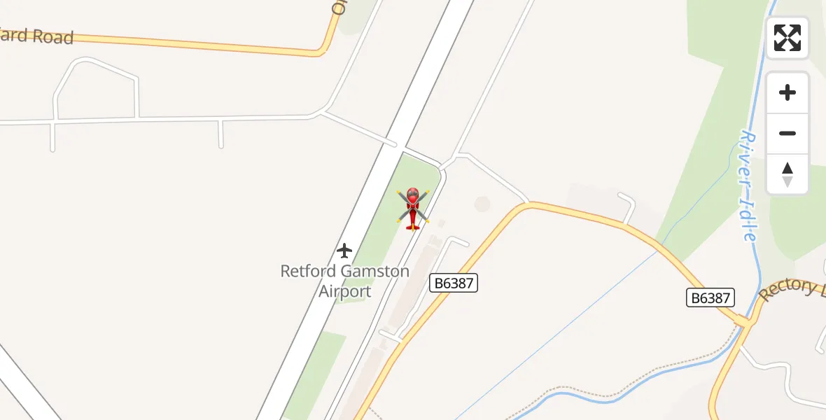 Flight route Air Ambulance Helicopter Retford Gamston Airport - Retford Gamston Airport, 30 September 2026, 16:38