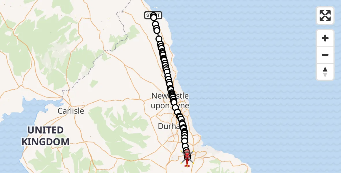 Flight route Air Ambulance Helicopter Elwick - Egglescliffe, 30 September 2026, 17:17