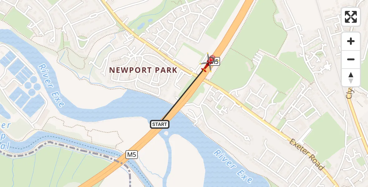 Flight route Air Ambulance Helicopter Topsham - Topsham, 30 September 2026, 18:11