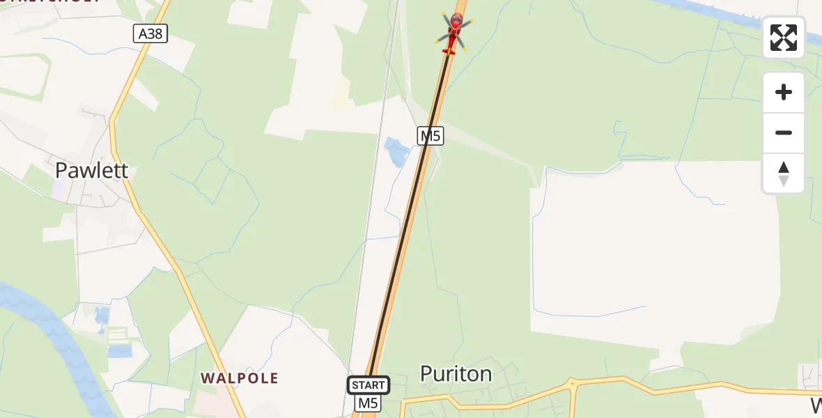 Flight route Air Ambulance Helicopter Puriton - Puriton, 30 September 2026, 18:59