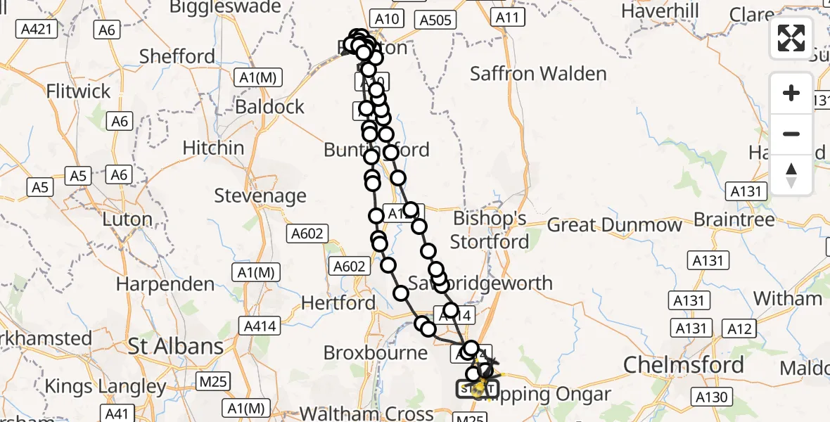 Flight route Police Helicopter North Weald Airfield - North Weald Airfield, 30 September 2026, 19:48