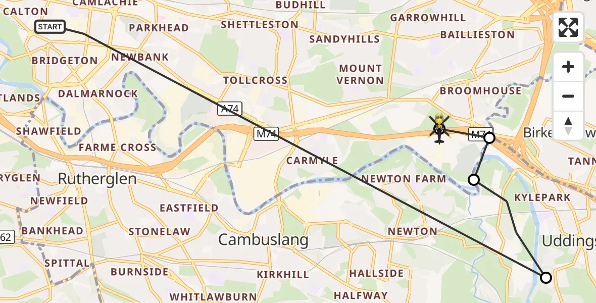 Flight route Police Helicopter Glasgow - Glasgow, 30 September 2026, 20:59