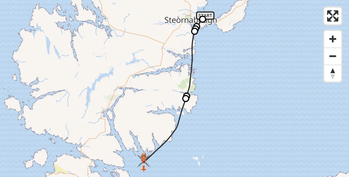 Flight route Coastguard Helicopter Stornoway Airport - Inner Seas, 30 September 2026, 21:58