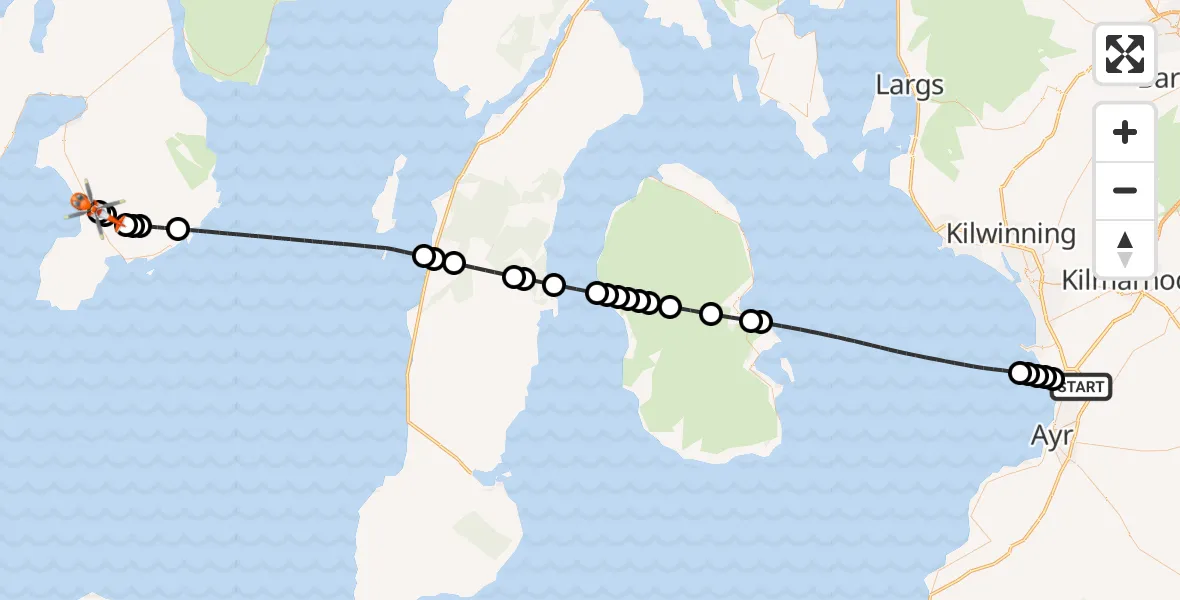 Flight route Coastguard Helicopter Glasgow Prestwick Airport - Maol na h-Airighe, 30 September 2026, 22:44