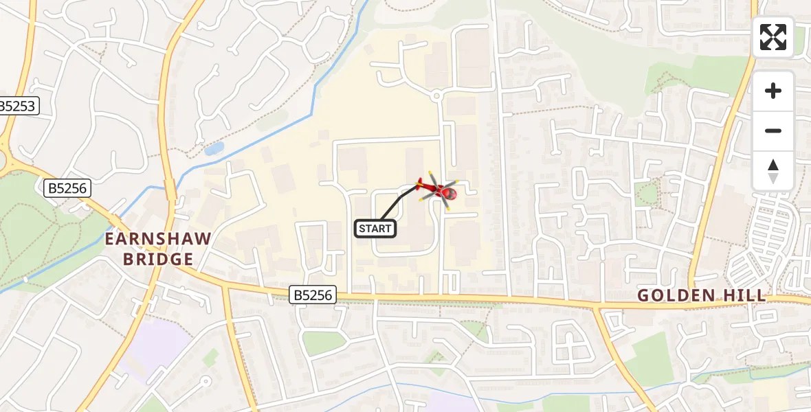 Flight route Air Ambulance Helicopter Leyland - Leyland, 01 October 2026, 02:57