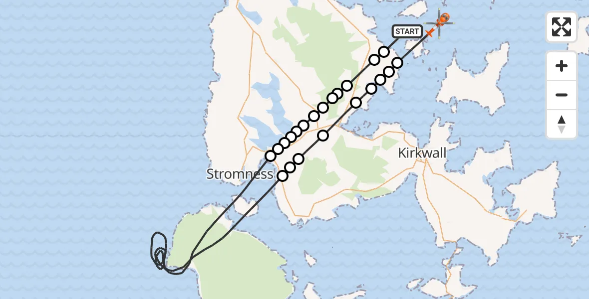 Flight route Coastguard Helicopter North Atlantic Ocean - North Atlantic Ocean, 01 October 2026, 07:00
