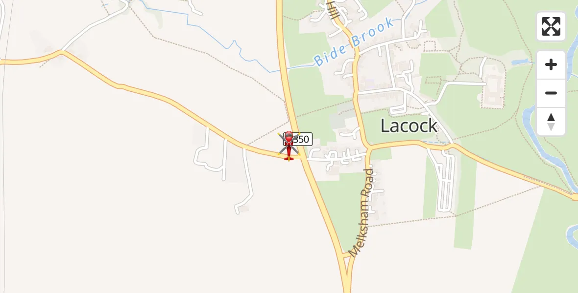 Flight route Air Ambulance Helicopter Lacock - Lacock, 01 October 2026, 08:10