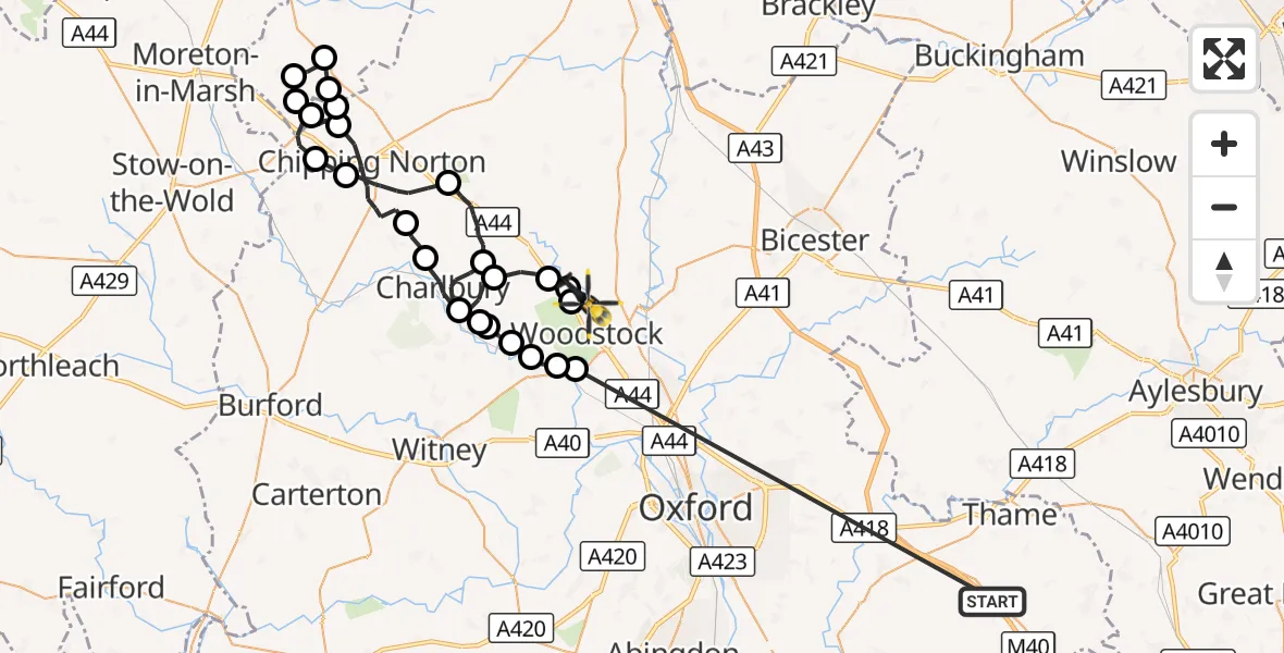 Flight route Police Helicopter Lewknor - Wootton, 01 October 2026, 08:24