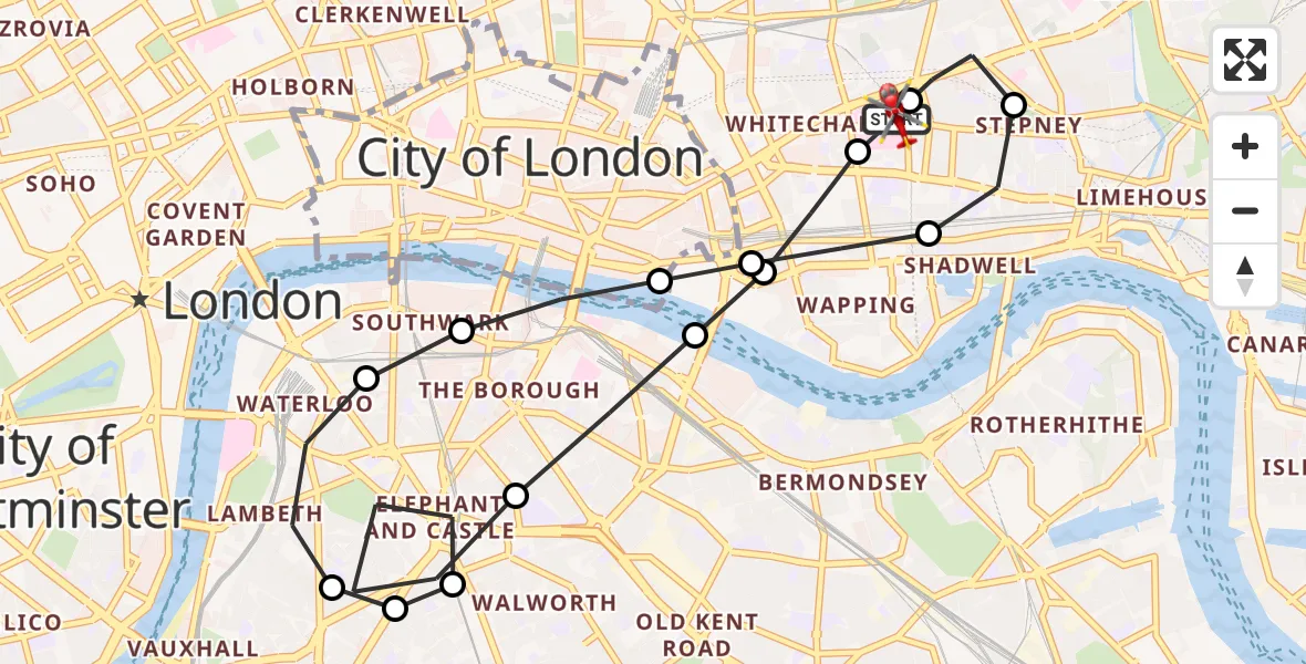 Flight route Air Ambulance Helicopter Royal London Hospital - Royal London Hospital, 01 October 2026, 08:36
