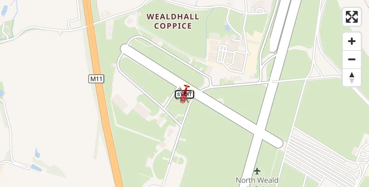 Flight route Air Ambulance Helicopter North Weald Airfield - North Weald Airfield, 01 October 2026, 08:42