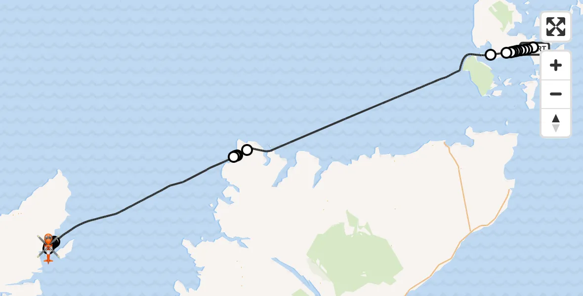 Flight route Coastguard Helicopter Kirkwall Airport - Stornoway Airport, 01 October 2026, 08:48