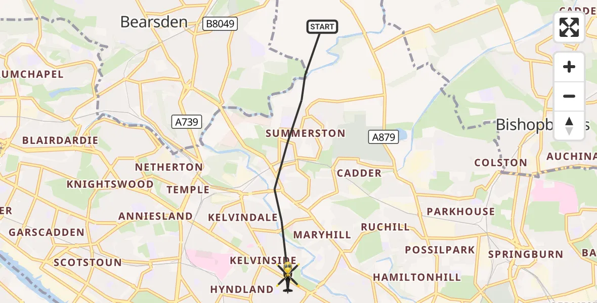 Flight route Police Helicopter Glasgow - Glasgow, 01 October 2026, 09:31