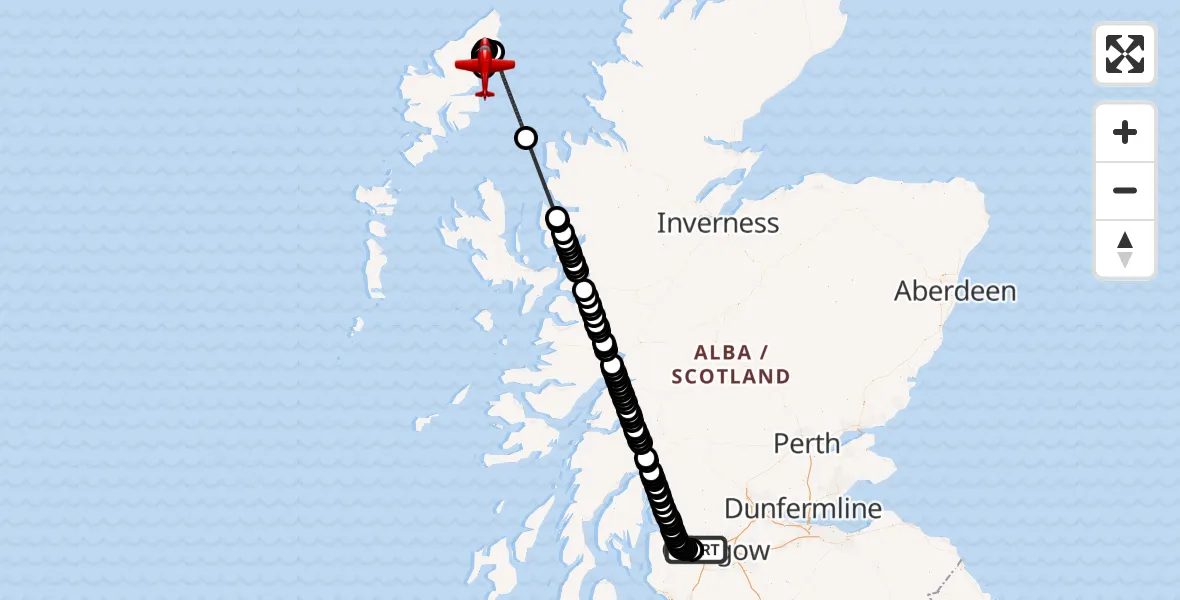 Flight route Air Ambulance Aircraft Glasgow Airport - Stornoway Airport, 01 October 2026, 10:32