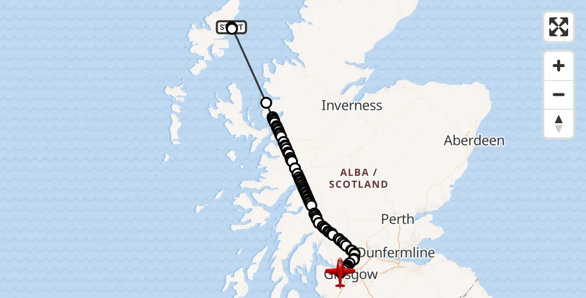Flight route Air Ambulance Aircraft Stornoway Airport - Glasgow Airport, 01 October 2026, 12:11