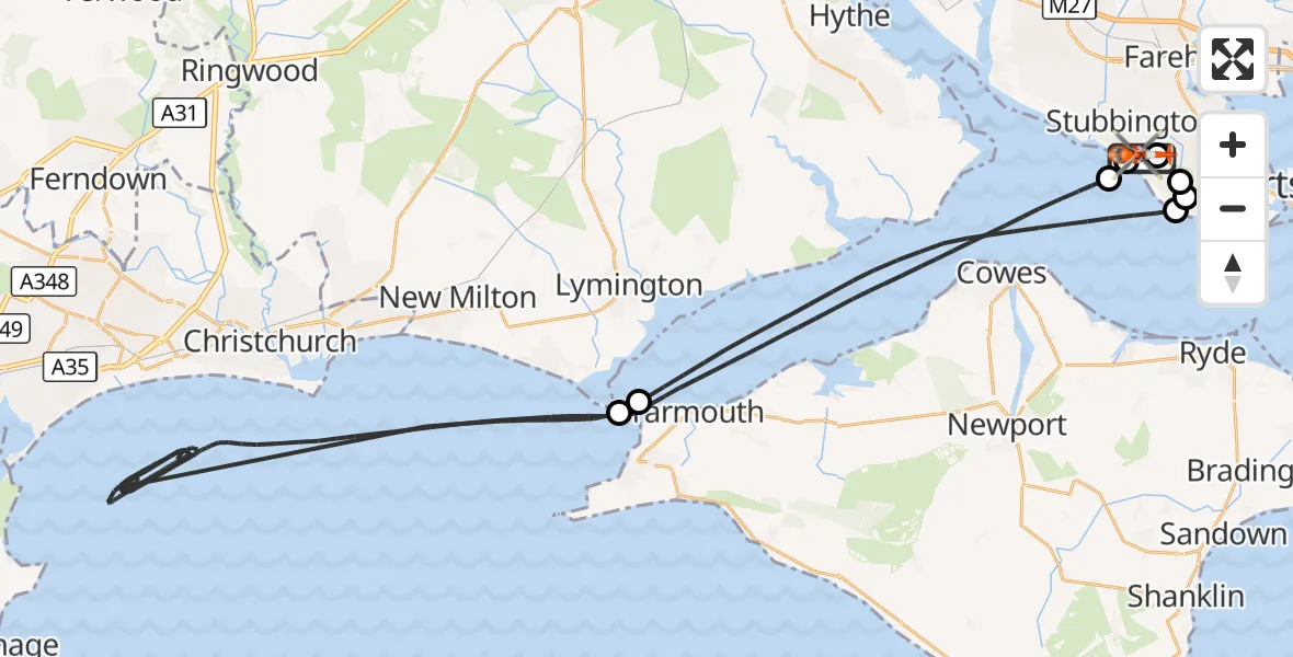 Flight route Coastguard Helicopter Solent Airport - Solent Airport, 01 October 2026, 13:29