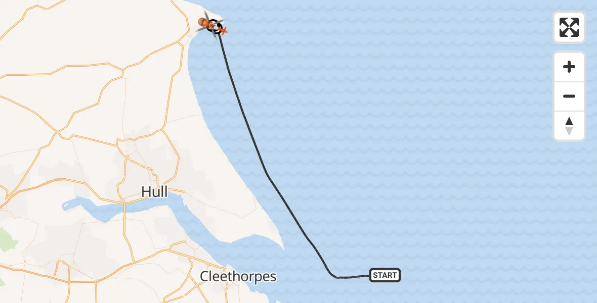 Flight route Coastguard Helicopter North Sea - Bridlington, 01 October 2026, 13:38
