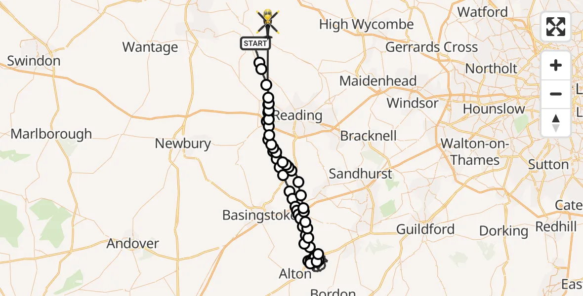 Flight route Police Helicopter Crowmarsh Gifford - Ewelme, 01 October 2026, 14:25