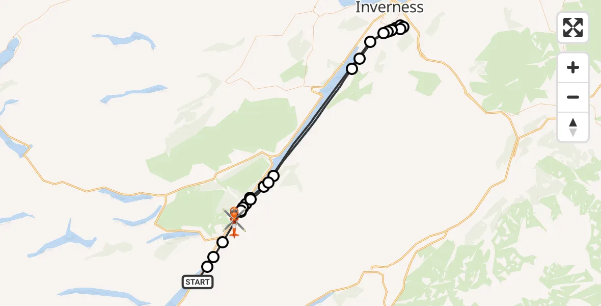 Flight route Coastguard Helicopter Highland - Fort Augustus, 01 October 2026, 15:01