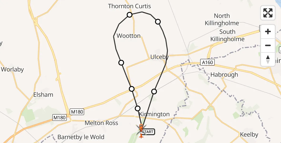 Flight route Coastguard Helicopter Humberside Airport - Humberside Airport, 01 October 2026, 15:04