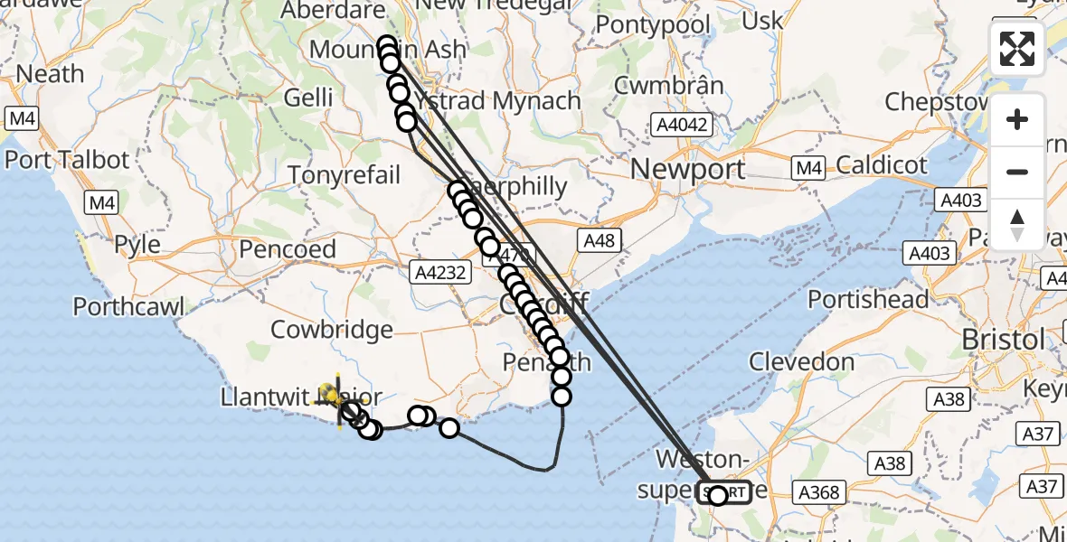 Flight route Police Helicopter Weston-super-Mare - MOD St Athan, 01 October 2026, 15:48