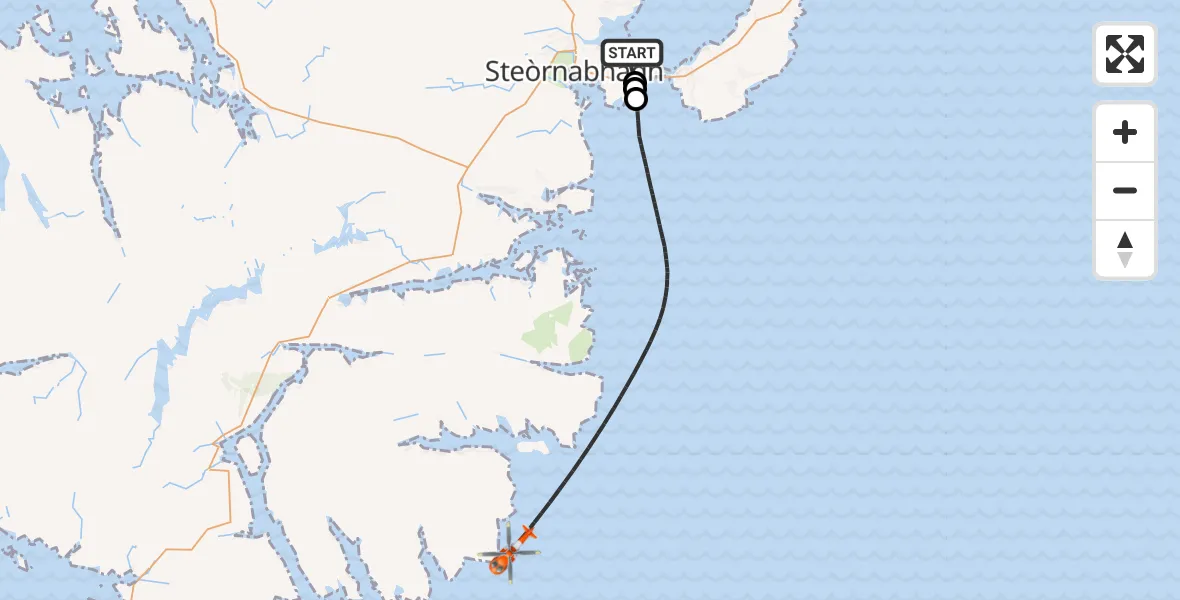 Flight route Coastguard Helicopter Stornoway Airport - Inner Seas, 01 October 2026, 18:05