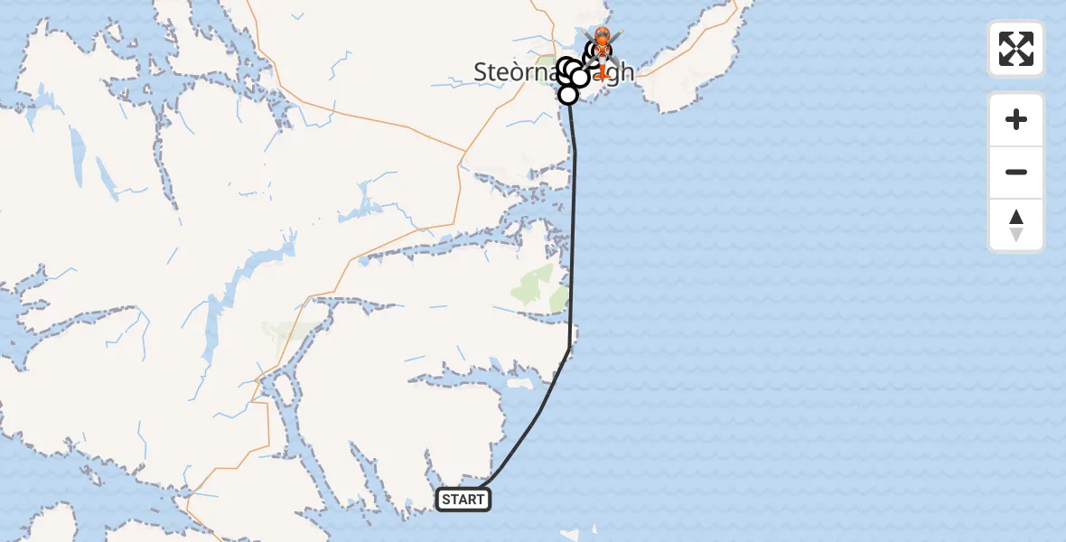 Flight route Coastguard Helicopter Inner Seas - Stornoway Airport, 01 October 2026, 19:40