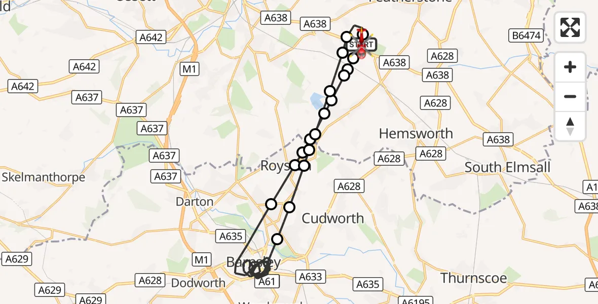 Flight route Air Ambulance Helicopter YAA Nostell Helicopter Port - YAA Nostell Helicopter Port, 01 October 2026, 21:39