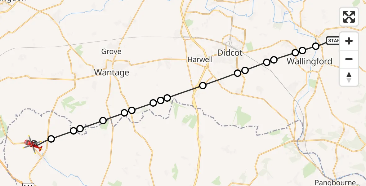 Flight route Air Ambulance Helicopter RAF Benson - Upper Lambourn, 02 October 2026, 07:25