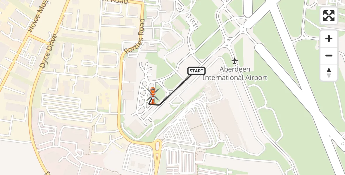 Flight route Coastguard Helicopter Aberdeen International Airport - Aberdeen International Airport, 02 October 2026, 10:48