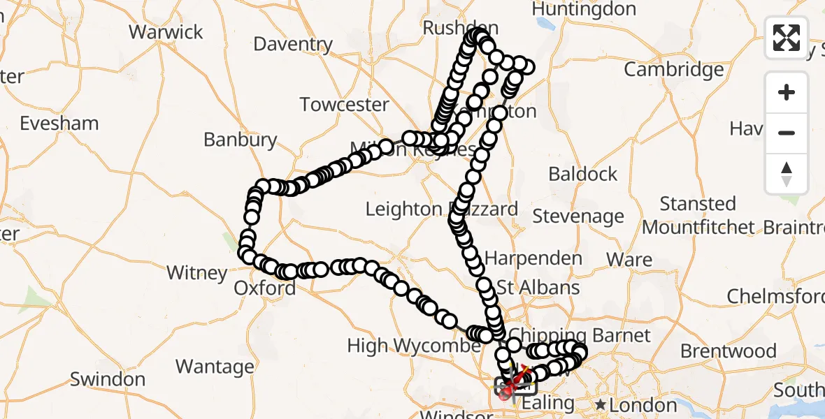 Flight route Air Ambulance Helicopter RAF Northolt - RAF Northolt, 02 October 2026, 11:29