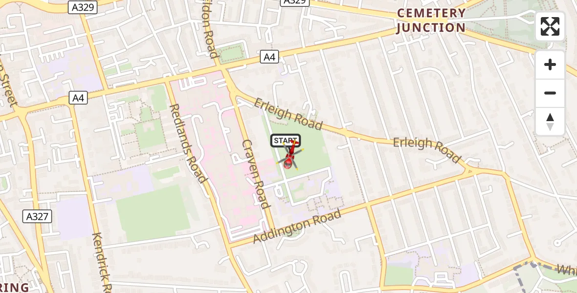 Flight route Air Ambulance Helicopter Royal Berkshire Hospital - Royal Berkshire Hospital, 02 October 2026, 13:18