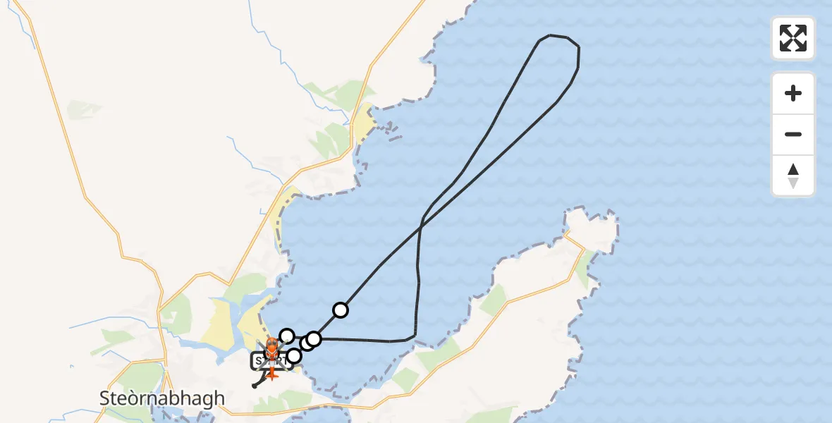 Flight route Coastguard Helicopter Stornoway Airport - Stornoway Airport, 02 October 2026, 13:57