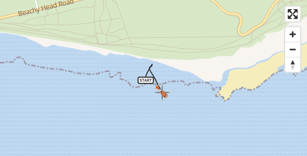 Flight route Coastguard Helicopter Eastbourne - Eastbourne, 02 October 2026, 15:05
