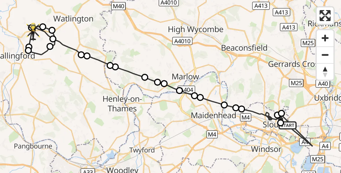 Flight route Police Helicopter George Green - Benson, 02 October 2026, 15:14