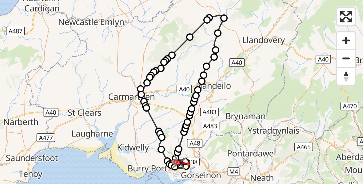 Flight route Air Ambulance Helicopter Dafen - Dafen, 02 October 2026, 15:24