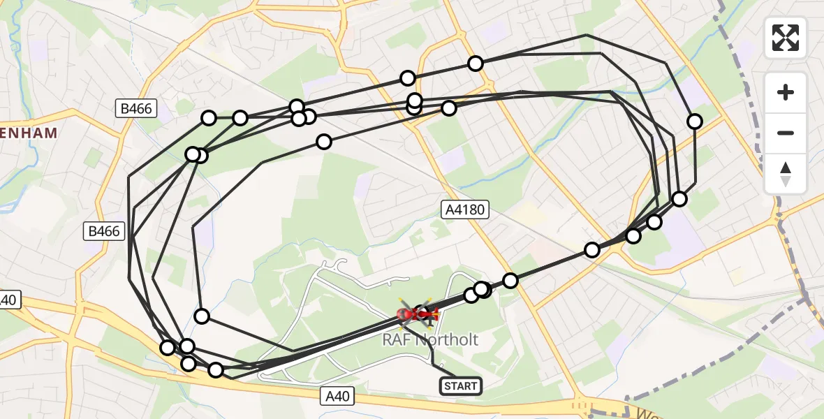 Flight route Air Ambulance Helicopter RAF Northolt - RAF Northolt, 02 October 2026, 18:24