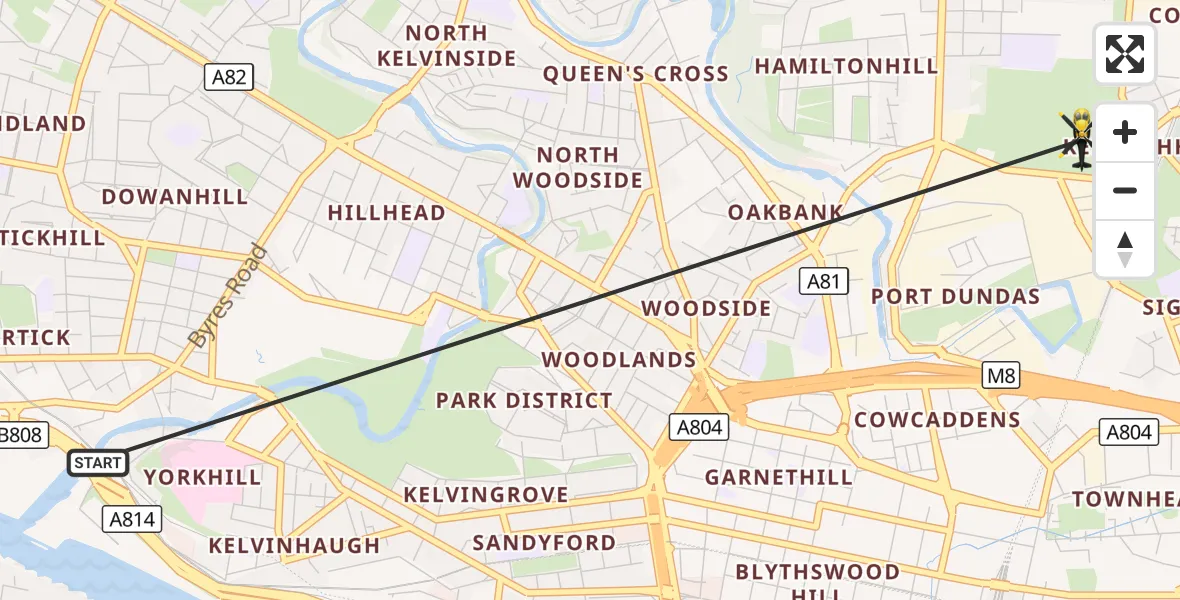 Flight route Police Helicopter Glasgow - Glasgow, 02 October 2026, 20:12