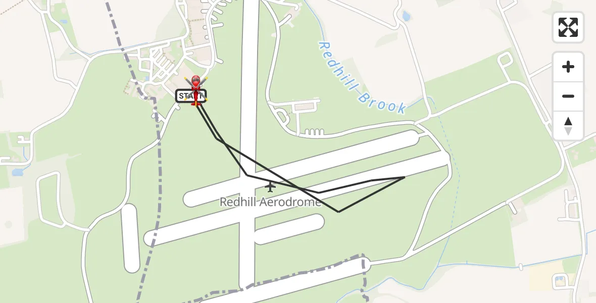 Flight route Air Ambulance Helicopter Redhill Aerodrome - Redhill Aerodrome, 03 October 2026, 01:19