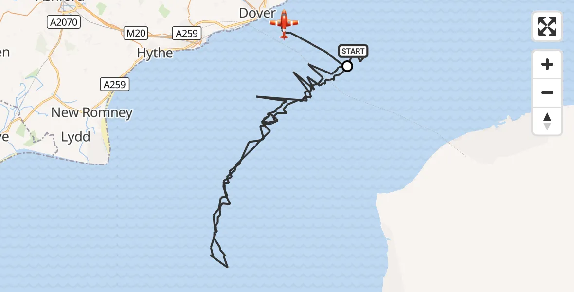 Flight route Coastguard Drone North Sea - English Channel, 03 October 2026, 03:44