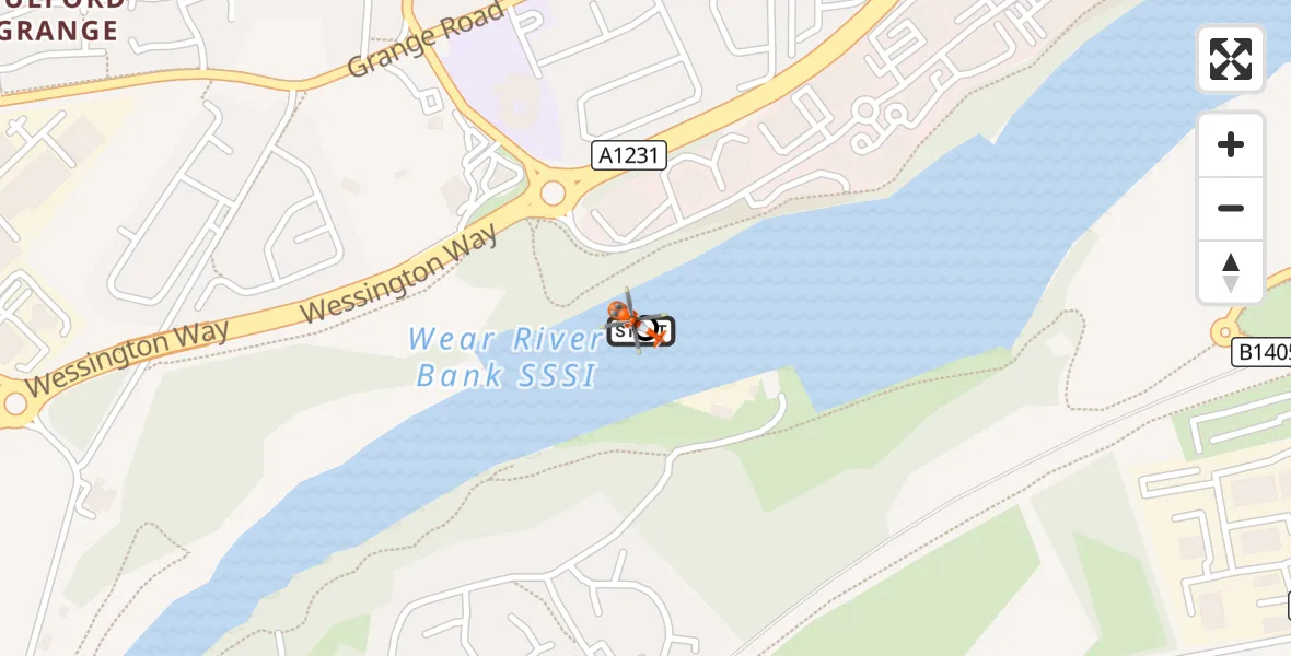 Flight route Coastguard Helicopter Castletown - North Hylton, 03 October 2026, 04:24