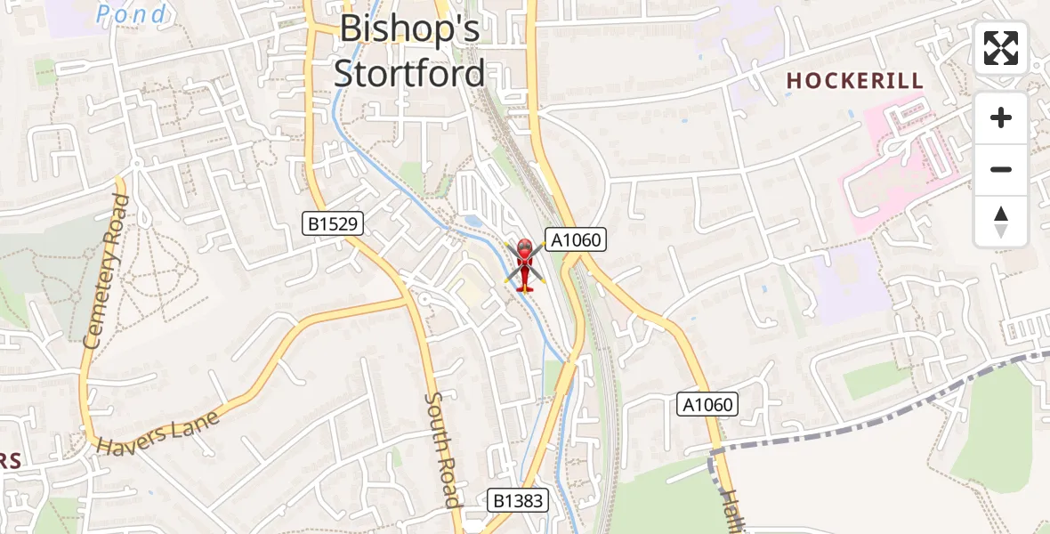 Flight route Air Ambulance Helicopter Bishop's Stortford - Bishop's Stortford, 03 October 2026, 10:14