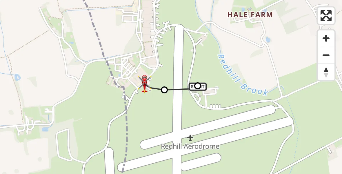 Flight route Air Ambulance Helicopter Redhill Aerodrome - Redhill Aerodrome, 03 October 2026, 10:49