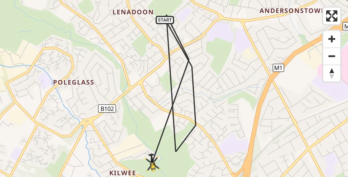 Flight route Police Helicopter Belfast City District - Belfast City District, 03 October 2026, 11:26