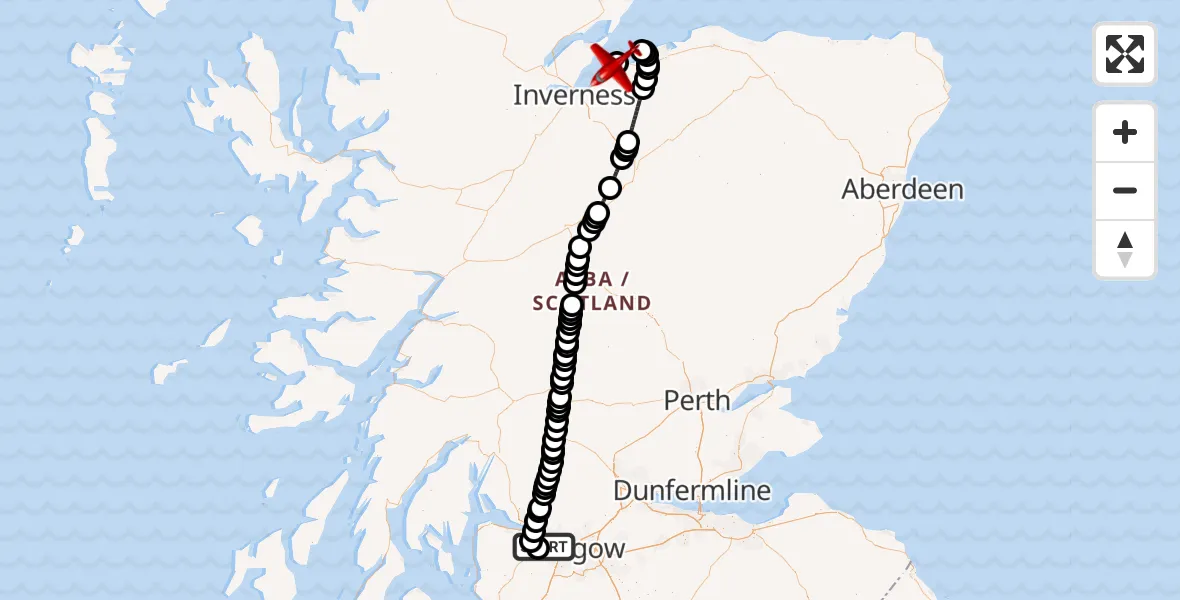 Flight route Air Ambulance Aircraft Glasgow Airport - Delnies, 03 October 2026, 13:26