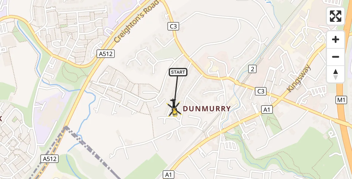 Flight route Police Helicopter Belfast City District - Belfast City District, 03 October 2026, 13:39