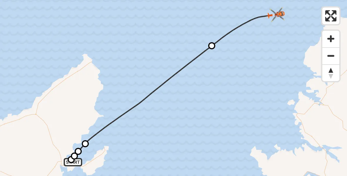 Flight route Coastguard Helicopter Stornoway Airport - North Atlantic Ocean, 03 October 2026, 13:56
